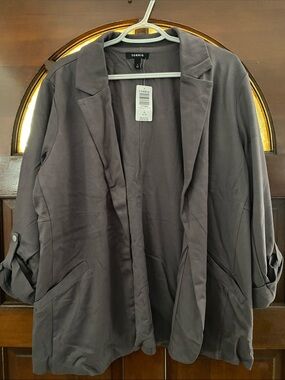 torrid Charcoal Gray Open-Front Blazer Jacket